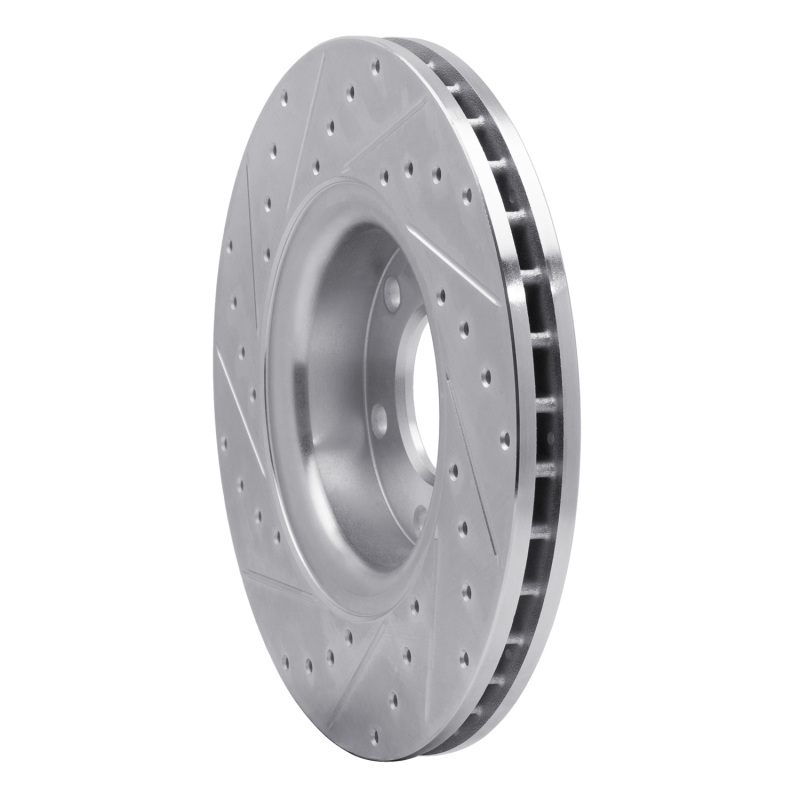 Buick Rainier Brake Rotor (1) - Front Right - R1 Concepts - Drilled & Slotted - Silver - `02-`09